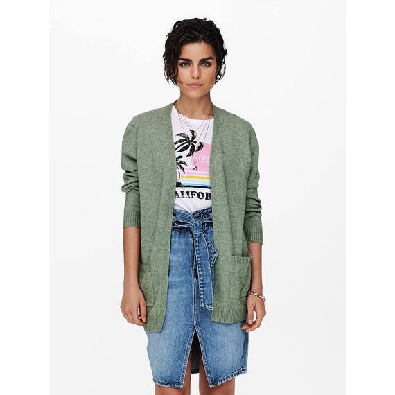 ONLY Damen Onllesly L/S Open Cardigan KNT Noos Strickjacke 15174274,Mist Green/Detail:Melange,XXS