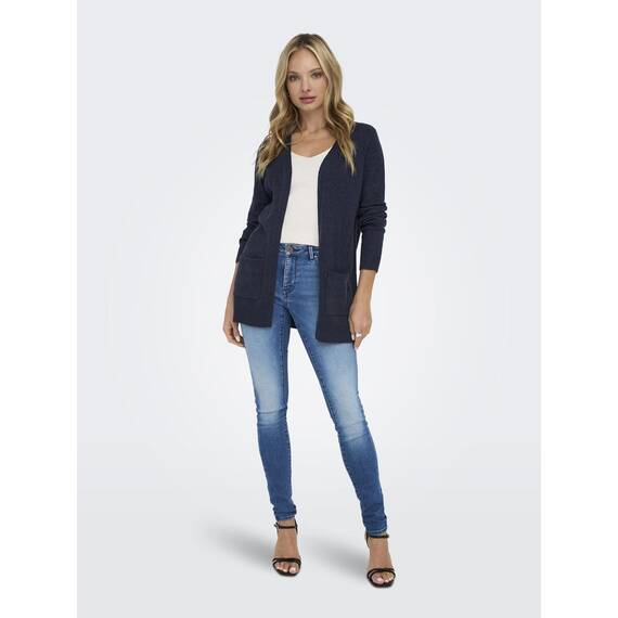 ONLY Damen ONLLESLY L/S Open Cardigan KNT NOOS Strickjacke, Total Eclipse/Detail:W. Melange, S