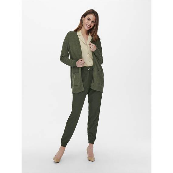 ONLY Damen Lange Strickjacke mit Taschen Stretch Casual Langarm ONLLESLY Open Cardigan Noos Gerippt, Farben:Grün, Größe:XS