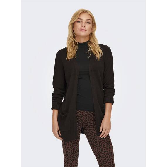ONLY Damen Onllesly L/S Open Cardigan KNT Noos Strickjacke 15174274 ,Black Coffee ,XXS