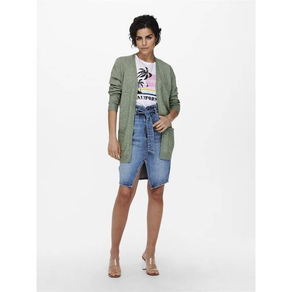 ONLY Damen Onllesly L/S Open Cardigan KNT Noos Strickjacke,Basil/Detail:w. Melange,XS