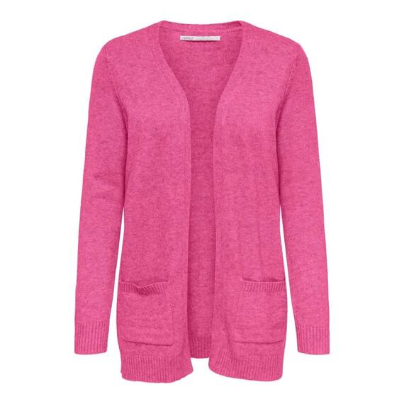 ONLY Damen Onllesly L/S Open Cardigan KNT Noos Strickjacke 15174274,Carmine Rose/Detail:Melange,S