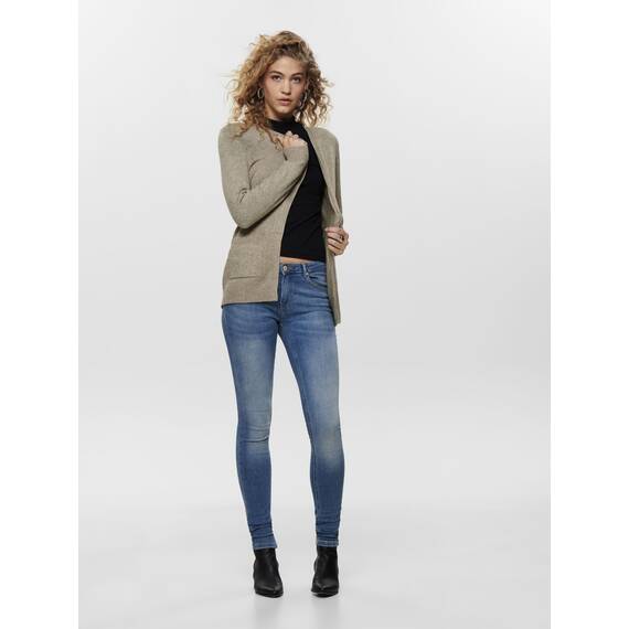 ONLY Damen Onllesly L/S Open Cardigan KNT Noos Strickjacke,Beige (Beige Detail: W. Melange),S