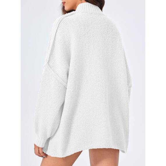 Saodimallsu Strickjacke Damen Kurz Laternenärmel Cardigan Knopfleiste Open Front Sweater Langarm Lose Strickmantel Herbst Winter Gestrickt Jacke Weiß L
