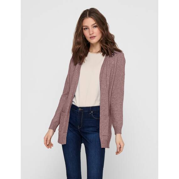 ONLY Damen Onllesly L/S Open Cardigan KNT Noos Strickjacke 15174274,Rose Browndetail:w. Melange,S