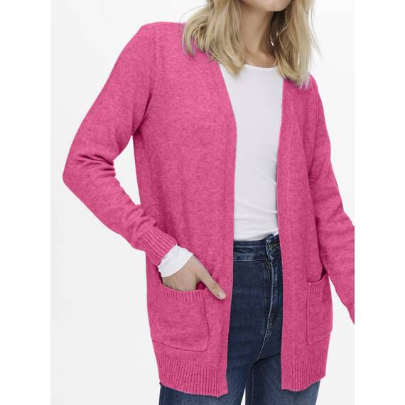 ONLY Damen Onllesly L/S Open Cardigan KNT Noos Strickjacke 15174274,Carmine Rose/Detail:Melange,S