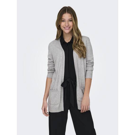 ONLY Damen Onllesly L/S Open Cardigan KNT Noos Strickjacke 15174274,Light Grey Melange,XS