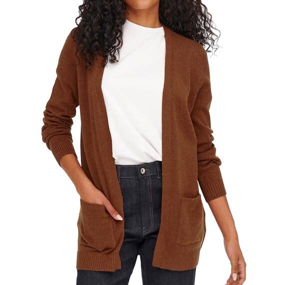 ONLY Damen Onllesly L/S Open Cardigan KNT Noos Strickjacke 15174274 ,Tortoise Shell/Detail:w. Melange ,XS