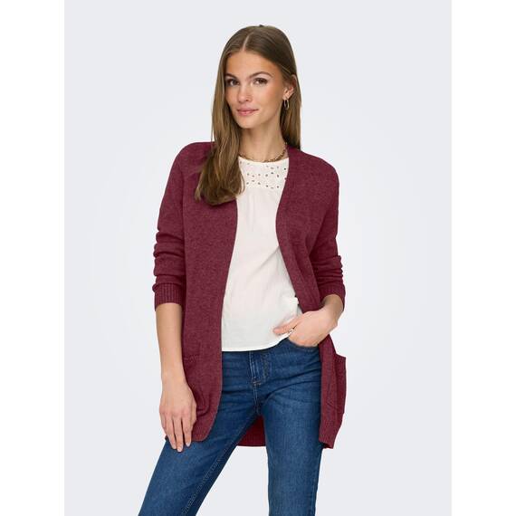 ONLY Damen Onllesly L/S Open Cardigan KNT Noos Strickjacke 15174274 ,Zinfandel ,S