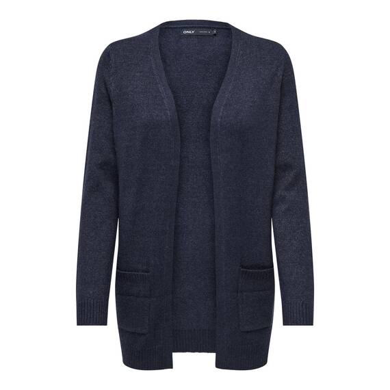 ONLY Damen ONLLESLY L/S Open Cardigan KNT NOOS Strickjacke, Total Eclipse/Detail:W. Melange, S