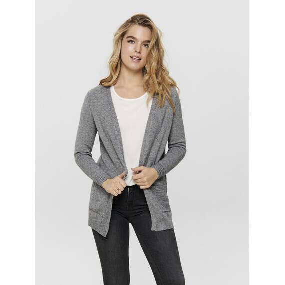 ONLY Damen Onllesly L/S Open Cardigan KNT Noos Strickjacke,Medium Grey Melange,XS