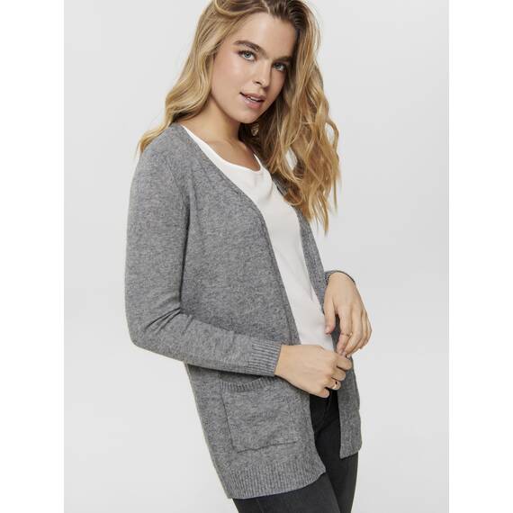 ONLY Damen Onllesly L/S Open Cardigan KNT Noos Strickjacke,Medium Grey Melange,XS