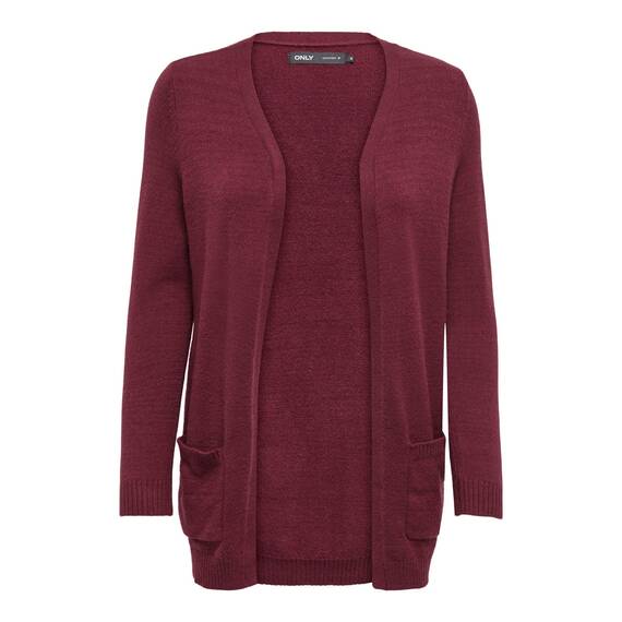 ONLY Damen Onllesly L/S Open Cardigan KNT Noos Strickjacke 15174274 ,Zinfandel ,XS