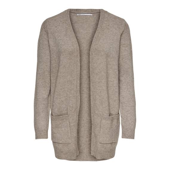 ONLY Damen Onllesly L/S Open Cardigan KNT Noos Strickjacke,Beige (Beige Detail: W. Melange),S