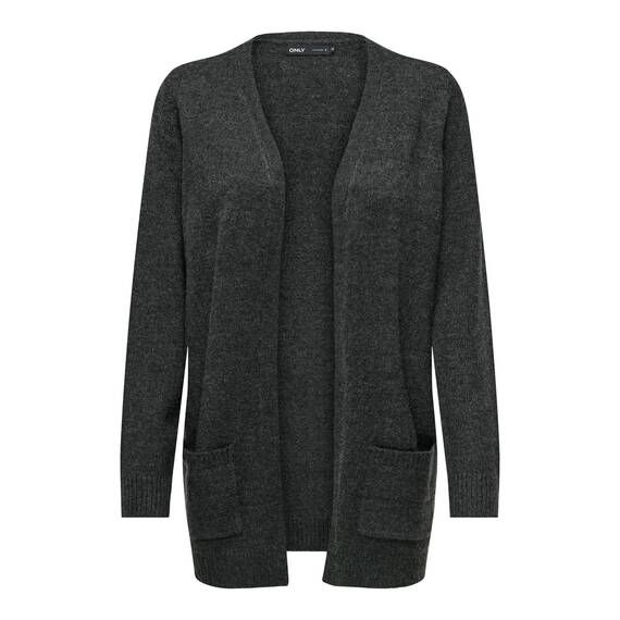 ONLY Damen Onllesly L/S Open Cardigan KNT Noos Strickjacke 15174274 ,Dark Grey Melange/Detail:w. Melange ,XS