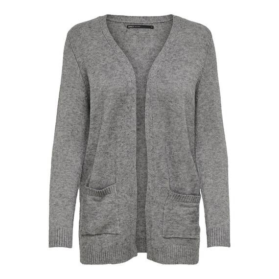ONLY Damen Onllesly L/S Open Cardigan KNT Noos Strickjacke,Medium Grey Melange,XS