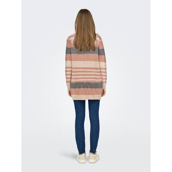 ONLY Damen Onllesly L/S Open Cardigan KNT Noos Strickjacke 15174274,Cloud Pink/Stripes:w. Misty Rose/MGM,M