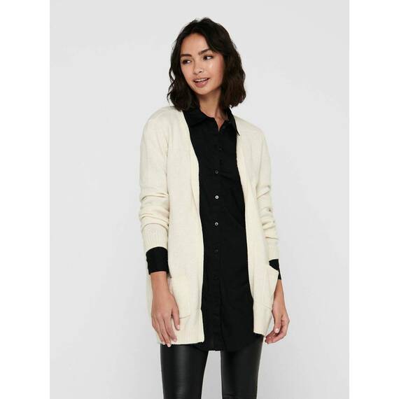 ONLY Damen Onllesly L/S Open Cardigan KNT Noos Strickjacke 15174274,Whitecap Gray/Detail:w. Melange,S