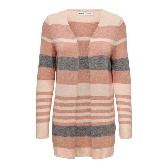 ONLY Damen Onllesly L/S Open Cardigan KNT Noos Strickjacke 15174274,Cloud Pink/Stripes:w. Misty Rose/MGM,M