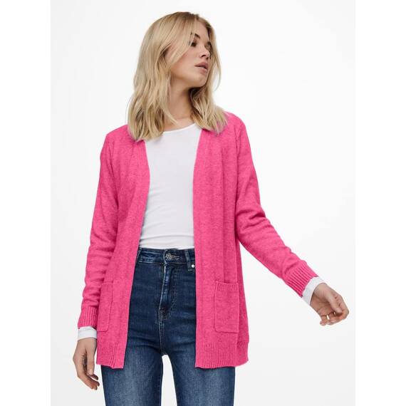 ONLY Damen Onllesly L/S Open Cardigan KNT Noos Strickjacke 15174274 ,Carmine Rose/Melange ,M