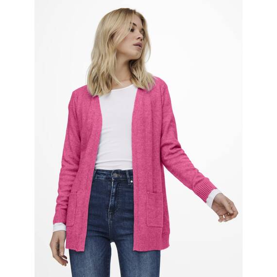 ONLY Damen Onllesly L/S Open Cardigan KNT Noos Strickjacke 15174274,Carmine Rose/Detail:Melange,M