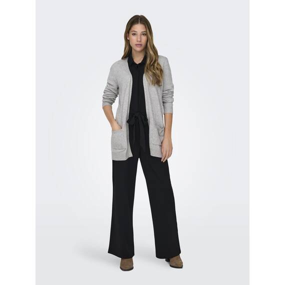 ONLY Damen Onllesly L/S Open Cardigan KNT Noos Strickjacke 15174274,Light Grey Melange,M
