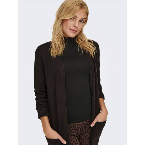 ONLY Damen Onllesly L/S Open Cardigan KNT Noos Strickjacke, Black Coffee, M EU