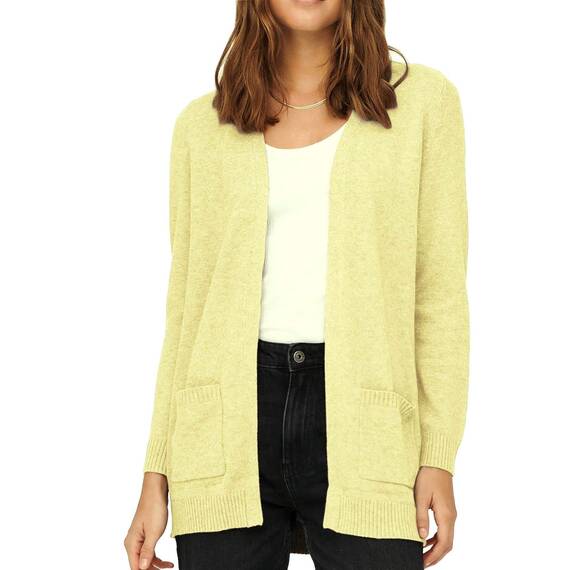 ONLY Damen Onllesly L/S Open Cardigan KNT Noos Strickjacke 15174274 ,Pastel Yellow ,S