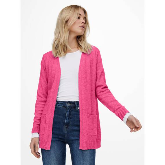 ONLY Damen Onllesly L/S Open Cardigan KNT Noos Strickjacke 15174274 ,Carmine Rose/Melange ,M
