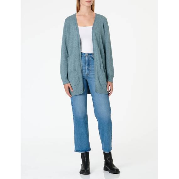 ONLY Damen Onllesly L/S Open Cardigan KNT Noos Strickjacke 15174274 ,Deep Teal/Detail:w. Melange ,S