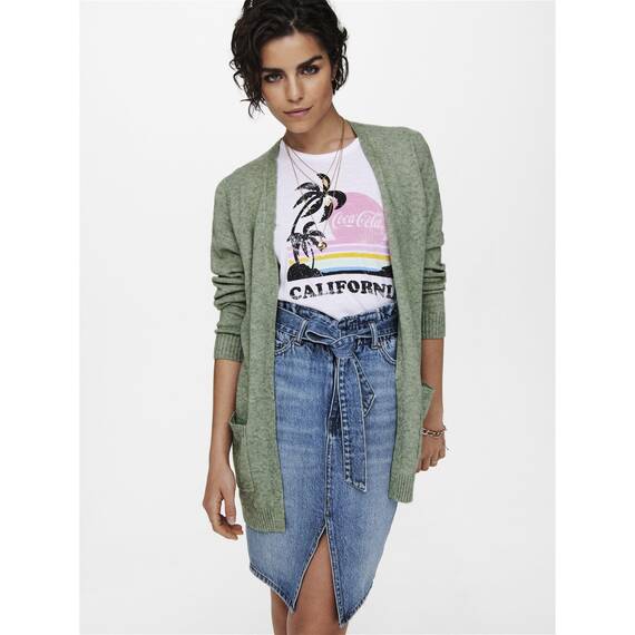 ONLY Damen Onllesly L/S Open Cardigan KNT Noos Strickjacke,Basil/Detail:w. Melange,M