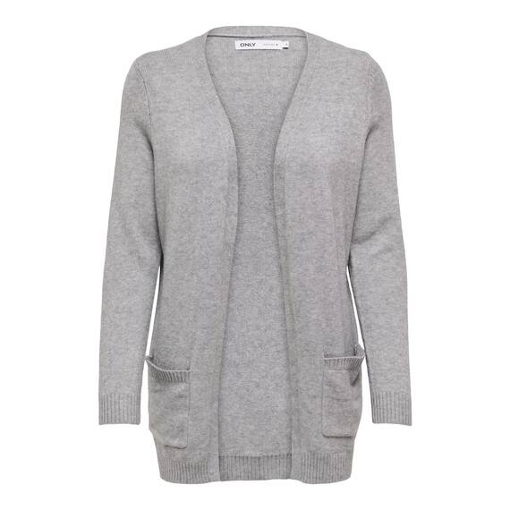 ONLY Damen Onllesly L/S Open Cardigan KNT Noos Strickjacke 15174274 ,Ultimate Grey ,S
