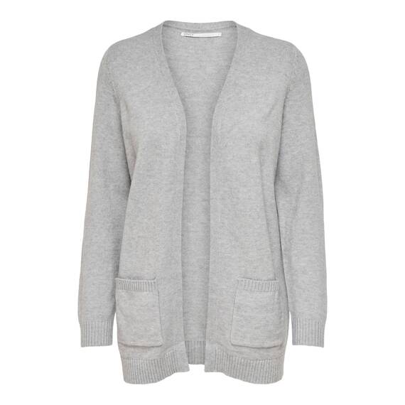 ONLY Damen Onllesly L/S Open Cardigan KNT Noos Strickjacke 15174274,Light Grey Melange,M