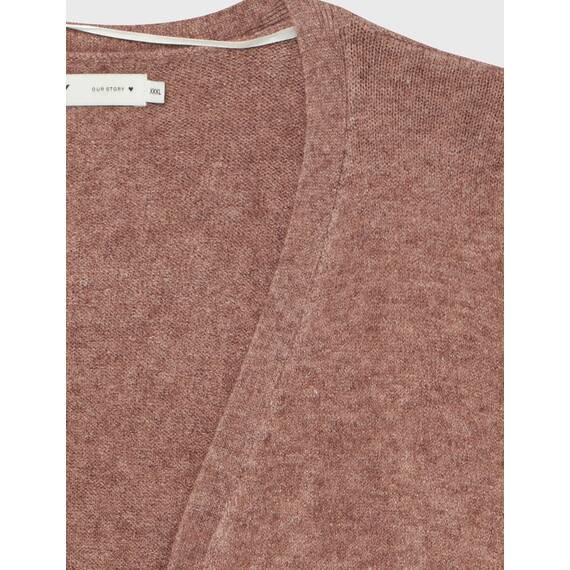 ONLY Damen Onllesly L/S Open Cardigan KNT Noos Strickjacke 15174274,Rose Brown/Detail:w. Melange,3XL