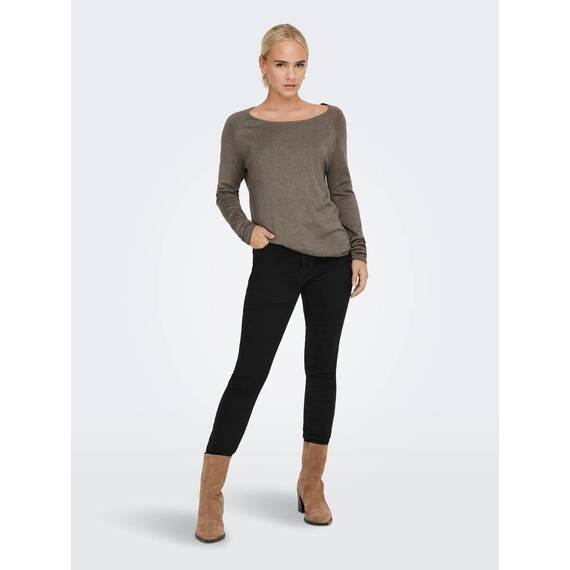 ONLY Damen Onlmila Lacy L/S Long Pullover Knt Noos, Walnut/Detail:w. Melange, 3XL