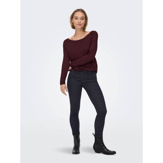 ONLY Damen Onlmila Lacy L/S Long Pullover Knt Noos, Windsor Wine, XXL