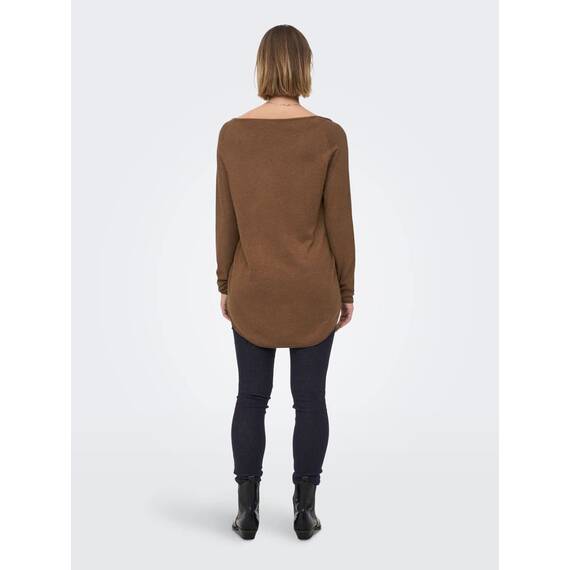 ONLY Damen Onlmila Lacy L/S Long Pullover Knt Noos, Toffee/Detail:w. Melange, S