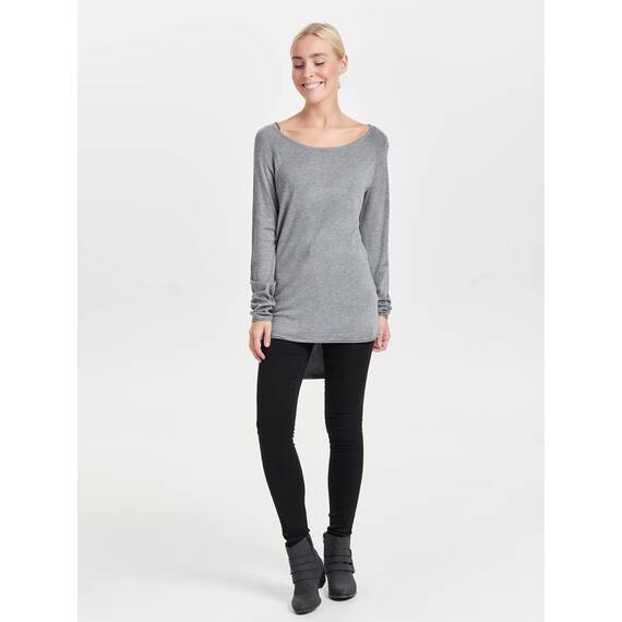 ONLY Damen Onlmila Lacy L/S Long Pullover Knt NoosPullover,Medium Grey Melange 1,S