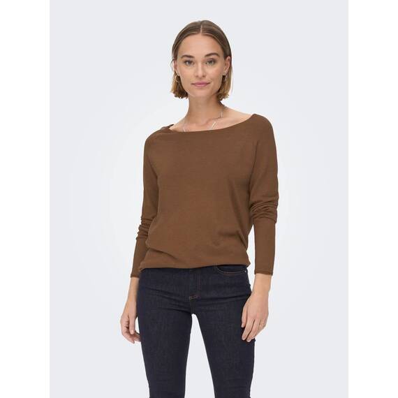 ONLY Damen Onlmila Lacy L/S Long Pullover Knt Noos, Toffee/Detail:w. Melange, S