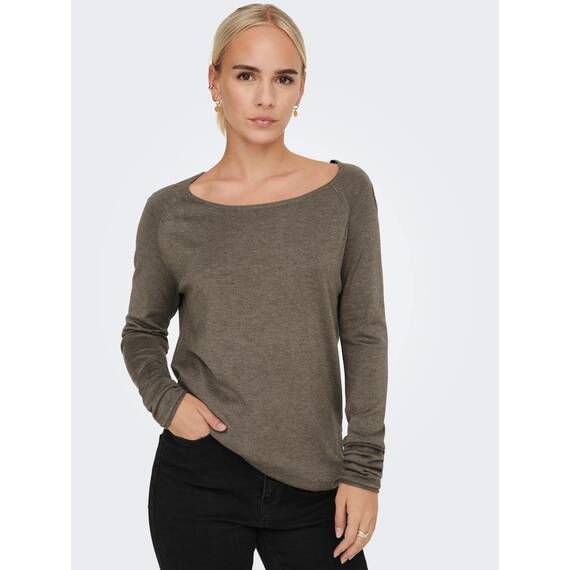 ONLY Damen Onlmila Lacy L/S Long Pullover Knt Noos, Walnut/Detail:w. Melange, 3XL