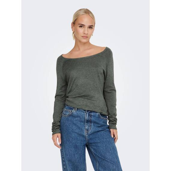 ONLY Damen Onlmila Lacy L/S Long Pullover Knt Noos, Balsam Green/Detail:w. Melange, XL