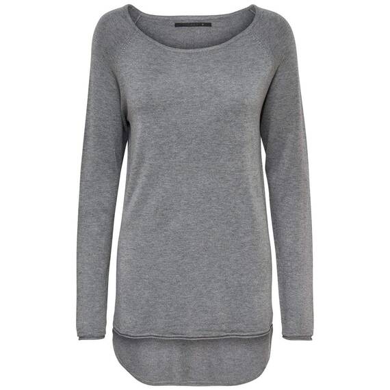 ONLY Damen Onlmila Lacy L/S Long Pullover Knt NoosPullover,Medium Grey Melange 1,S