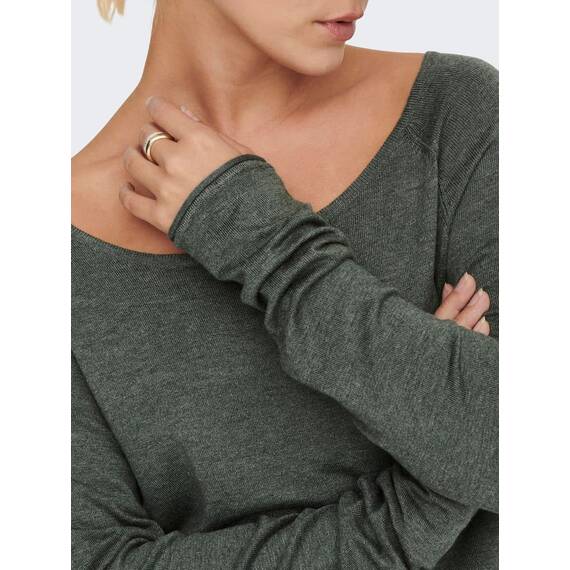 ONLY Damen Onlmila Lacy L/S Long Pullover Knt Noos, Balsam Green/Detail:w. Melange, XS