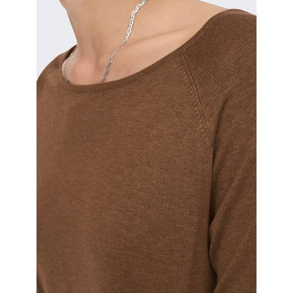 ONLY Damen Onlmila Lacy L/S Long Pullover Knt Noos, Toffee/Detail:w. Melange, L
