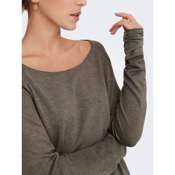 ONLY Damen Onlmila Lacy L/S Long Pullover Knt Noos, Walnut/Detail:w. Melange, 3XL