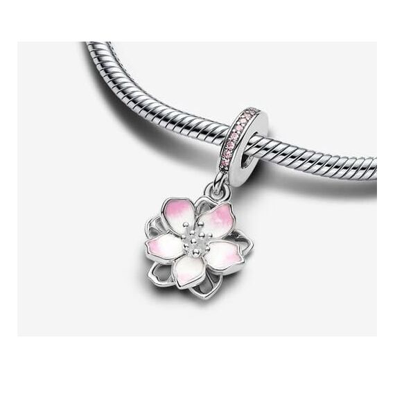 Feitery Cherry Blossom Dangle Charm Herz Anhänger Armband zum Muttertag