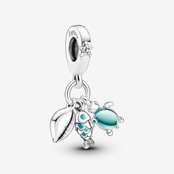 Feitery Ein Satz von drei(Schildkröten Muscheln Meerjungfrauen) Hundepfote Glühwürmche Charms Reisen Kompatibilität für Pandora Armband Herz Anhänger Meerestiere Sommer-Schmuck