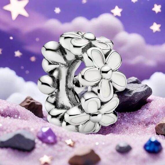 Feitery White Daisy Flower Spacer Gänseblümchen Charms Armband Bead Charm für Damen Weihnachtszeit