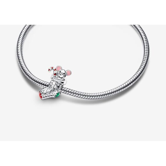 Feitery Christmas Festliche Maus & Strumpf Charms Kompatibilität für Pandora Armband Bead Charm für Damen Weihnachtszeit
