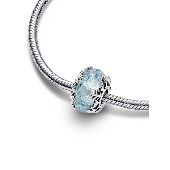 Feitery Christmas Zauberlehrling Charms Kompatibilität für Pandora Armband Bead Charm für Damen Weihnachtszeit (Winterblau Schneeflocke Murano)